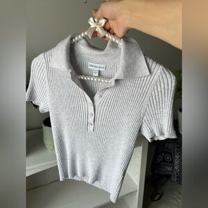 Calvin Klein Jeans Gray Ribbed Button Down Shirt